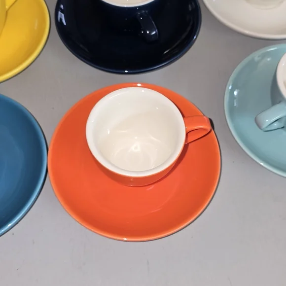 Sweese Colorful Espresso Cups Saucers Set Of 6 - Picture 5 of 8